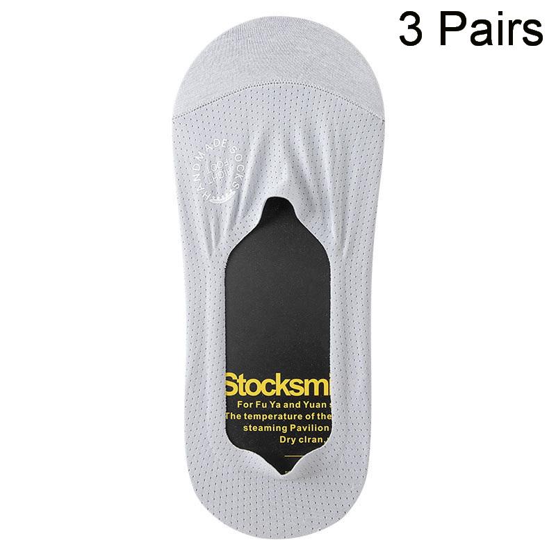 3 Pairs Ultra Thin Breathable Anti Slip Silicon Invisible Short Socks Ice Silk Boat Socks For Men Summer Collection Non Slippery