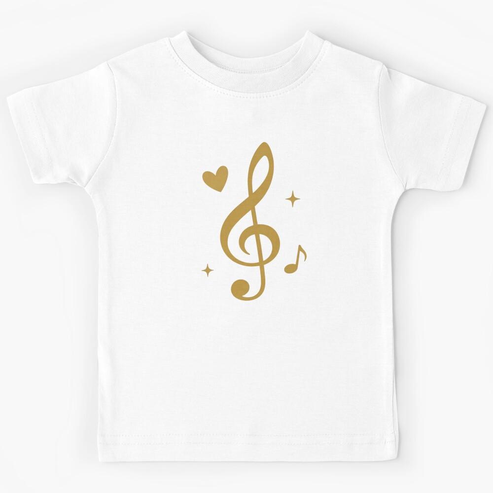 Golden Treble Clef with Heart – Elegant Music Lover Minimalist Design Kids T-Shirt 170