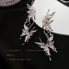 Liquid Metal Pleated Butterfly with Diamond Tassel Without Ear Piercing Ear Bone Clip Female Cold Wind Personalized Earrings Earrings