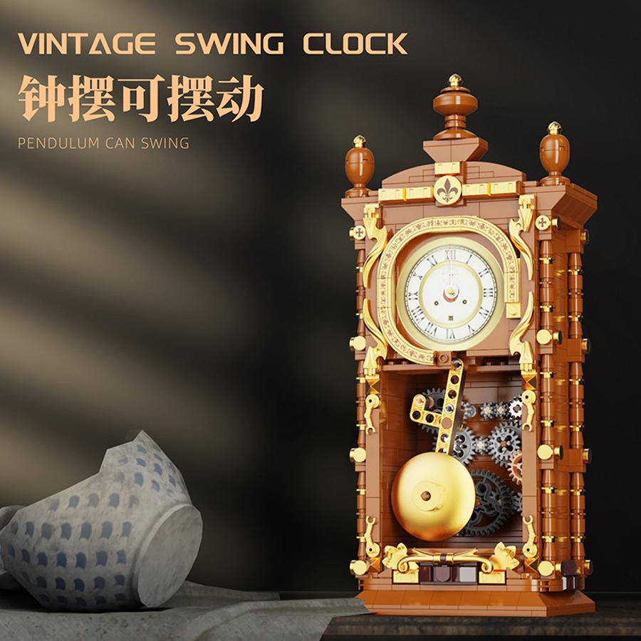 Non-Toxic 751Pcs Classic Retro Series Swing Clock Building Blocks With Pendulum Construction Brick Set Gift For Kids Adult