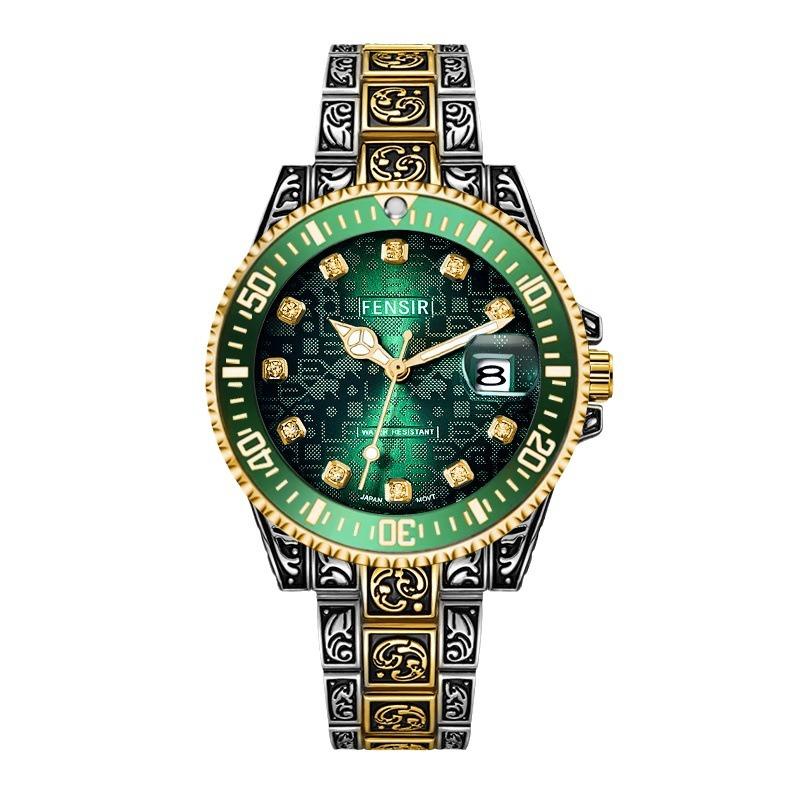 Patterned Steel Band Bracelet Men's Quartz Watch Waterproof Watch Fashionable Personalized Outdoor Sports Reloj