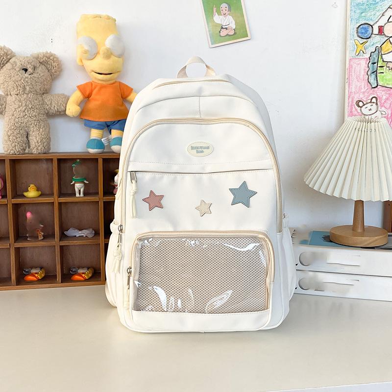 

Японский Y2k Эстетика Звезда Прозрачный Рюкзак Женский Студенческий Повседневный Каваи Звезда Школьный Рюкзак Девушка Большая Вместимость Преппи Рюкзаки One Size белый