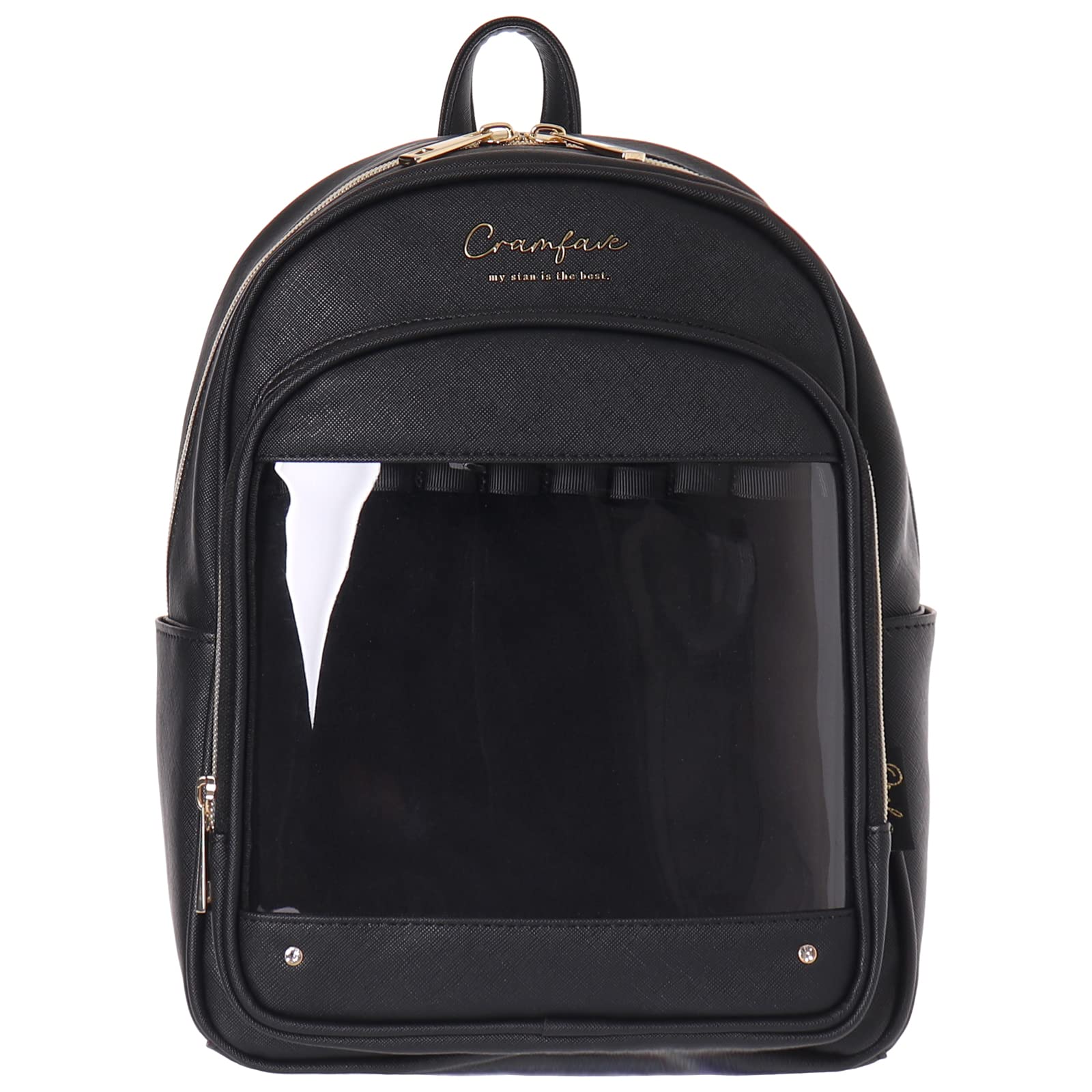 

Oshikatsu Ita Bag Osel Synthetic Leather Backpack Bag Logo Plate Ita Bag Event Festival Can Badge Acrylic Keychain Women s (Black 2)