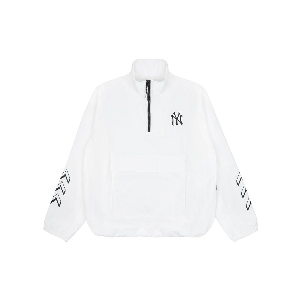 MLB Baseball Pullover Half-Zip Long Sleeve Jacket Unisex jackets White 31JPU6131-50W