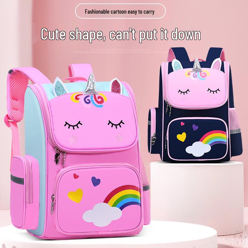 Cute Cartoon Backpack for 1-6 Grade Students - Large Capacity, Lightweight, Double Shoulder Schoolbag