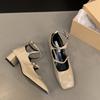 Designer Cross Strap Women Mary Jane Shoes Fashion Shallow Square Toe Shoes Concise Square Heels Shoes