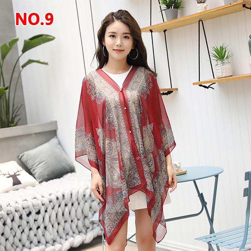 Sunscreen Shawl Cycling Beach Scarf Chiffon Printing Uv Shawl