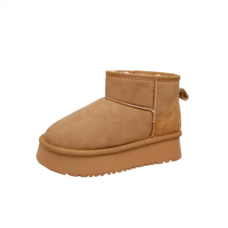 Grape Mother Winter New Thick Velvet Snow Boots Korean Version Short Tube Thick-soled Heightening Boots Women Wear Warm Cotton Boots