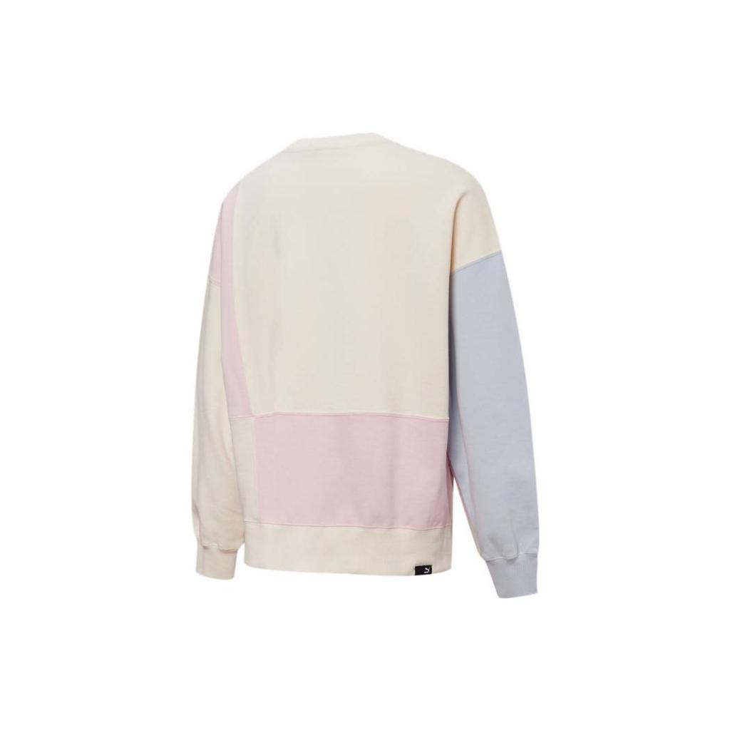 PUMA Color Block Round Neck Long Sleeve Knit Sweatshirt Women sweatshirt Pink 535366-99