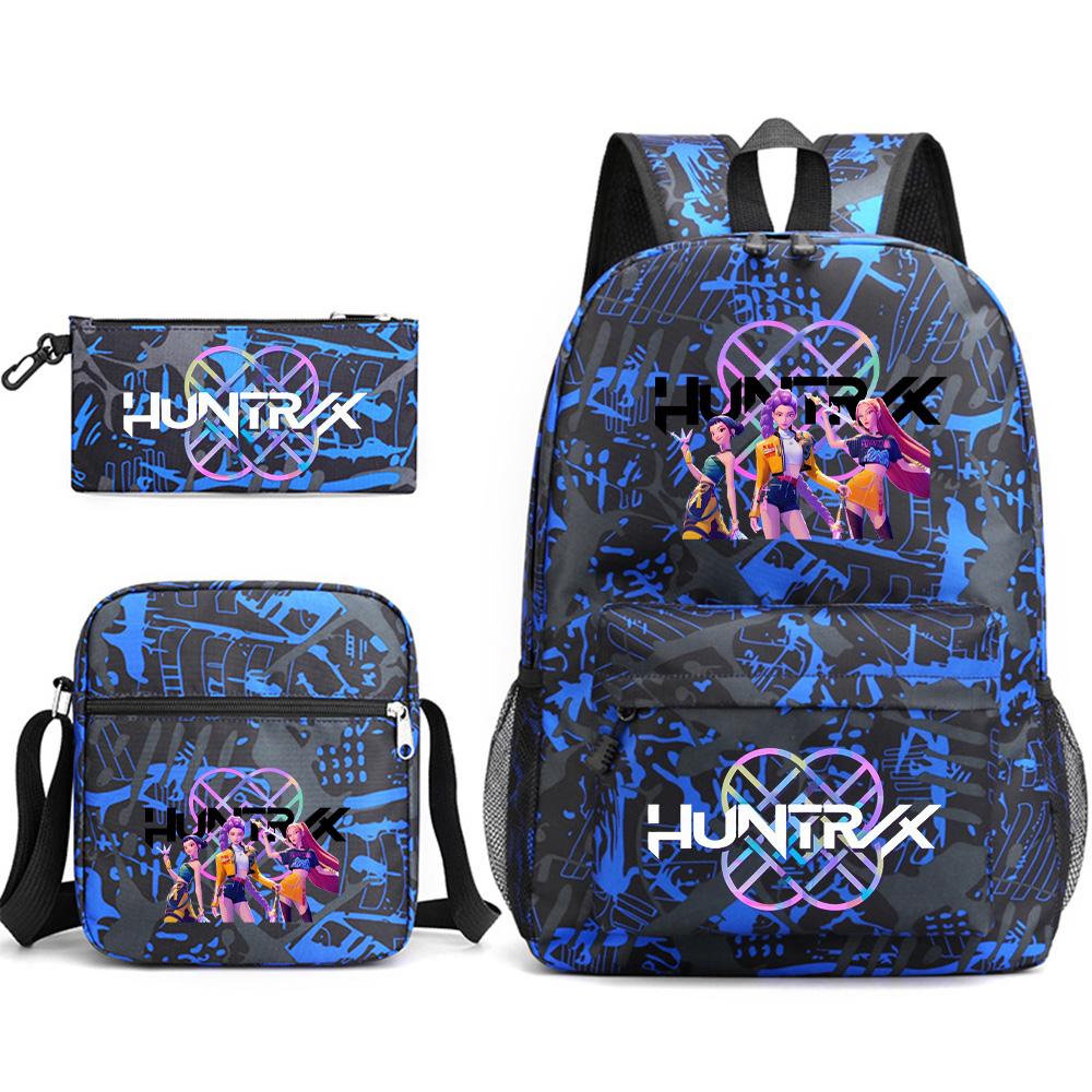 3Pcs/set Anime Printed Backpack with Shoulder Bag Pencil Case for Teenager Student Boy Girl SchoolBag Large Capacity Waterproof Bookbag Kid Gift