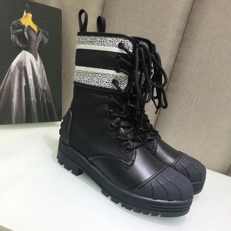 

Women Lace -Up Leather Boots Mid -Calf Round Toe Low Heel Shoes Ankle Martin Combat Shoes