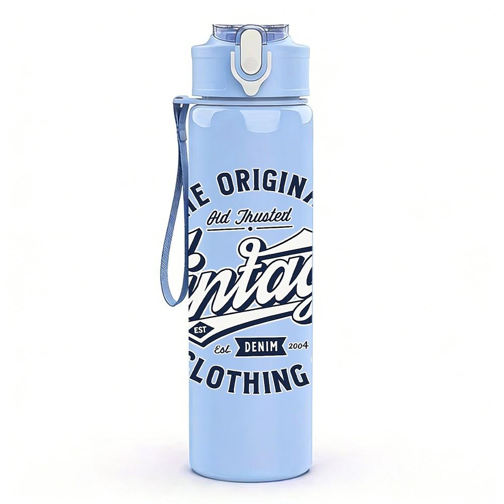 1PC Vintage Vinatge Label 750ml Color Plastic Sports Water Bottle Leakproof Flip Straw Lid Suitable for Sports Office Home Use