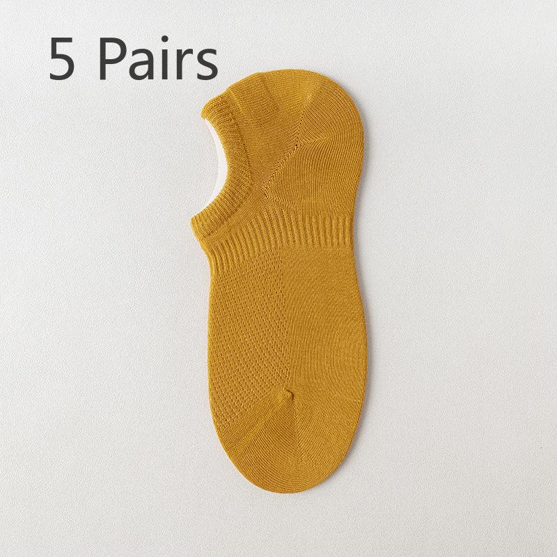 

5 пар мужских летних тонких сетчатых дышащих силиконовых нескользящих невидимых носков 5 Pairs жёлтый