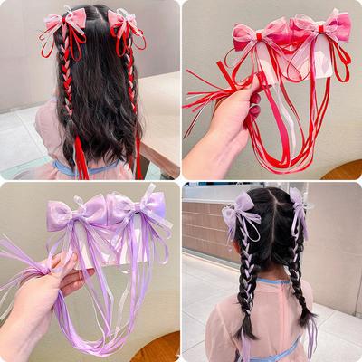 Yeni Çin Stili Fiyonklu Püsküllü Kurdeleli Tokalar Çocuk Tatlı Kız Saç Klipleri Sevimli Kadın Saç Tokaları Saç Aksesuarları