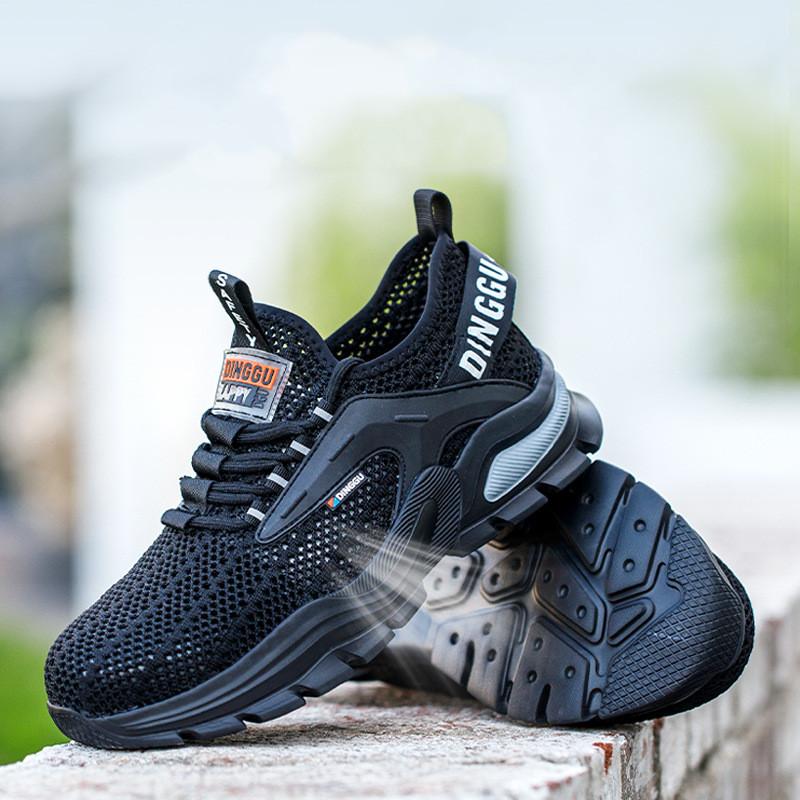 men fashion breathable steel toe caps working safety shoes air mesh summer security boots worker safe sneakers protect footwear