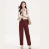 Women's Red High-Waist Wide-Leg Winter Sports Pants