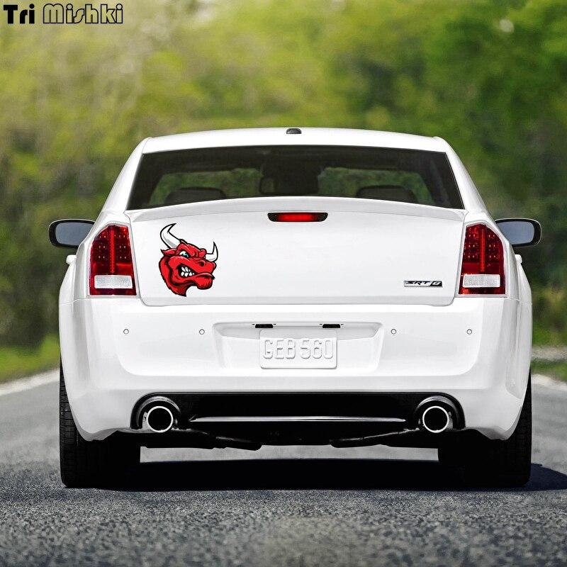 Tri Mishki Wcs107 16*13cm Angry Bull Head Red Car Sticker PVC Decals Motorcycle Accessories Sticker On Car Truck Bumper Laptop Fridge