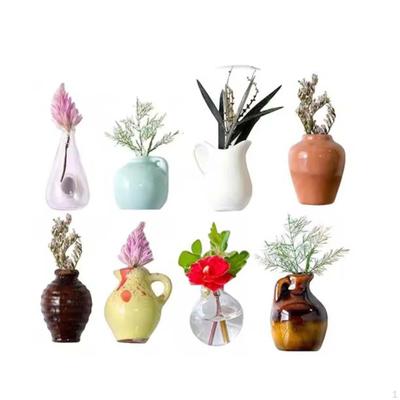 8 Stück Mini-Vasen Kühlschrankmagnete Winzige Vasen Interessante 3D Lustige Blumenarrangement Kühlschrank