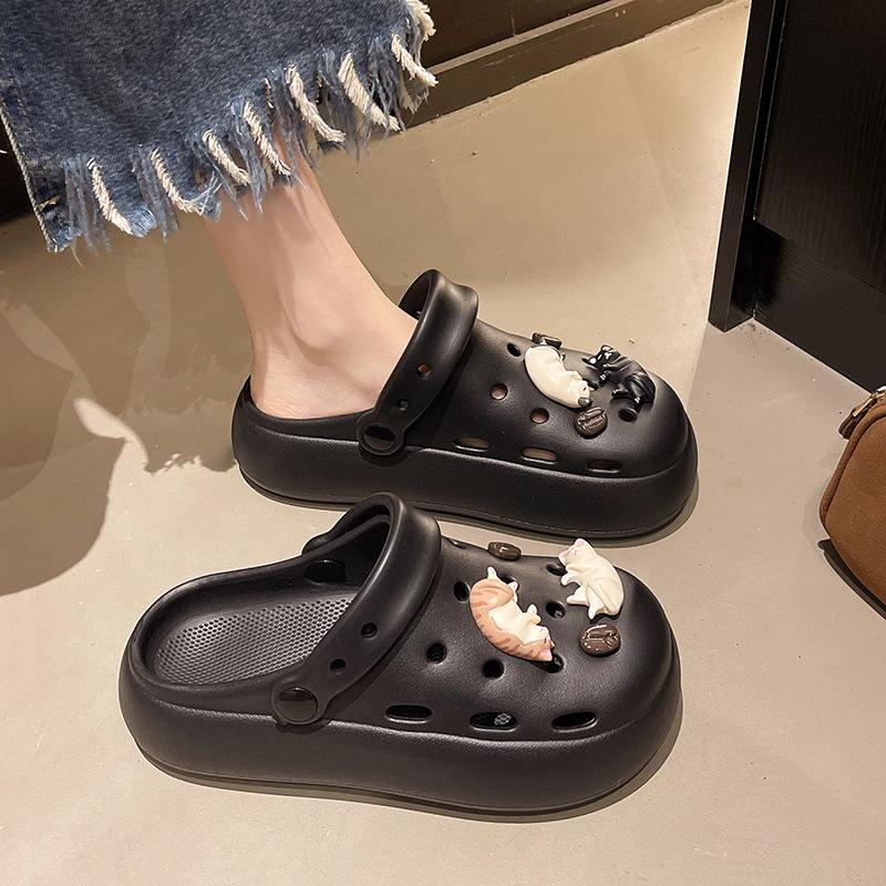 Women's anti-odor EVA sandals slippers home outdoor wear comfortable thick bottom heightening non-slip beach shoes