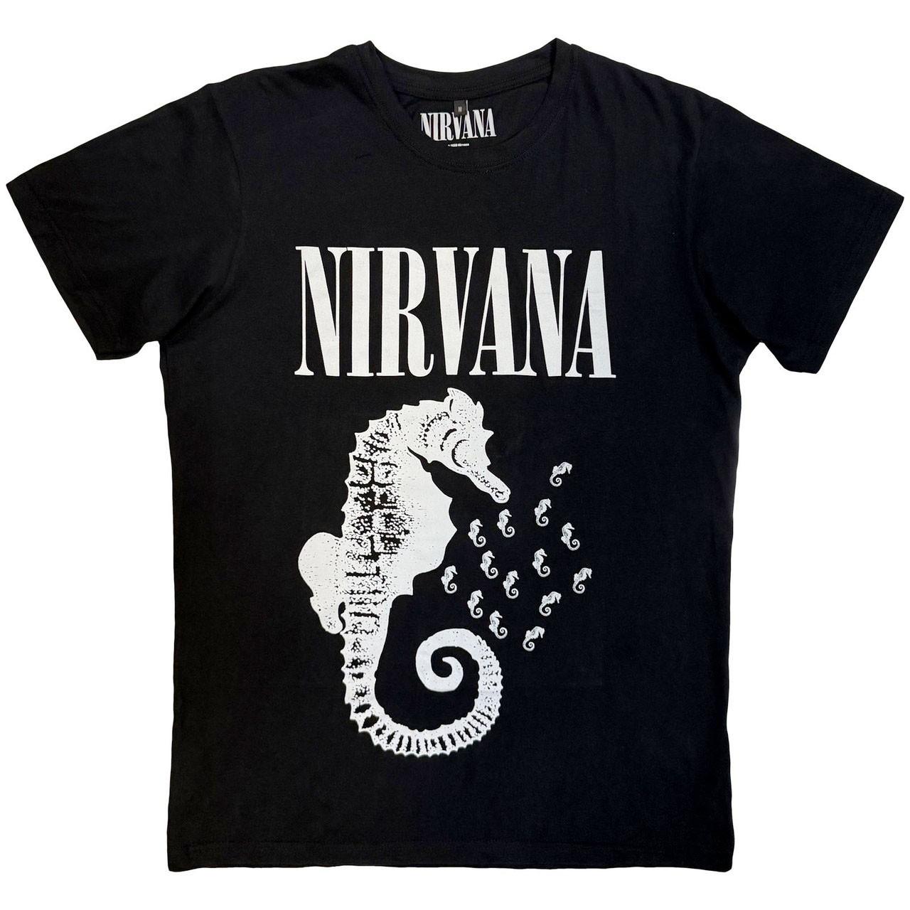 Nirvana - Seahorse & Logo Mono - Black Carbon t-shirt S