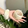 Exaggerated Fashion New Resin Beige Wide Layering Bracelet With Gradient Irregular Geometric Bracelets Women Jewelry Accessory
