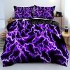 Purple Lightning Duvet Cover Queen Thunder Print Bedding Sets For Kids Teen Adults Violet Room Decor Soft Comforter Covers