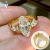 6x12mm Marquise Cut Zircon Rings for Women 100%   CopperSparkling 3 Stones Zirconia Ring Wedding Bands Jewelry Gift