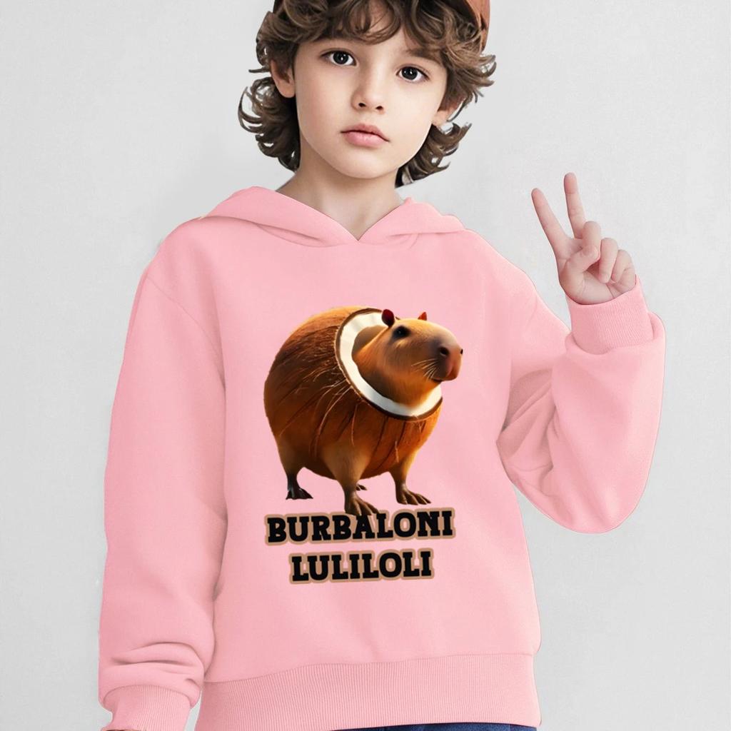 Burbaloni Luliloli Italienisches Brainrot Meme Hoodies Sweatshirt Jungen Mädchen Lustiger Cartoon Hoodie Herbstmode Pullover Kinderkleidung