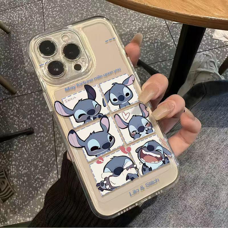 

Stitch Puzzle Transparent Phone Case for iPhone 17/16 Pro Max/15 Cartoon Design iPhone 12 Pro Max