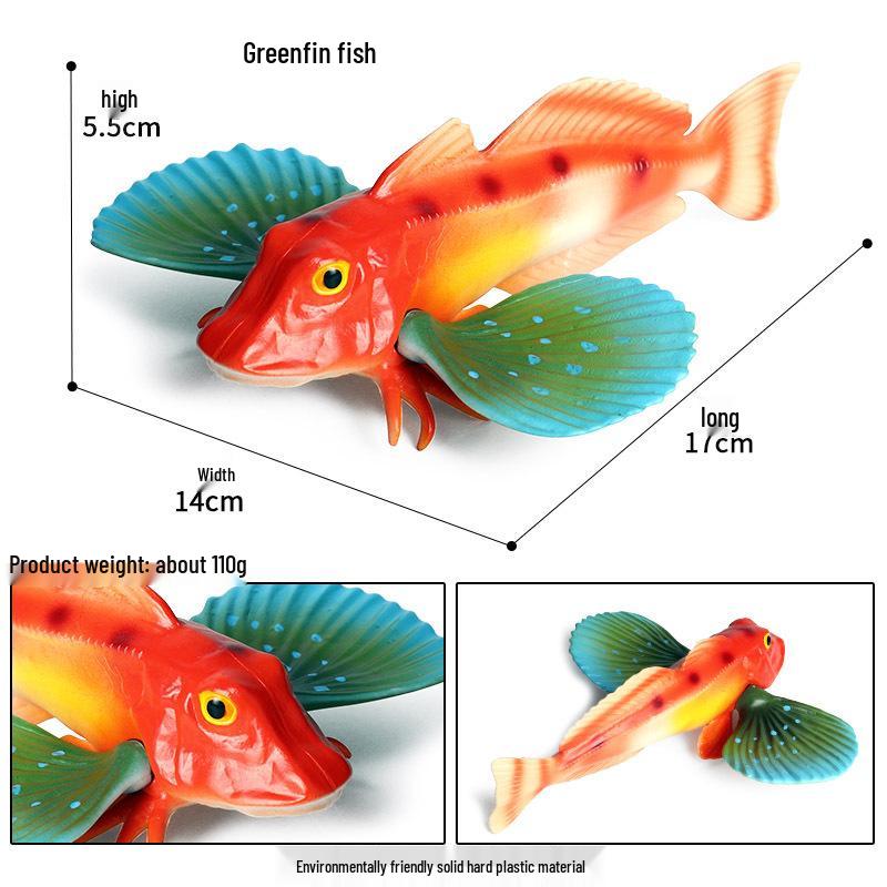 Children's Marine Life Model Toys: Squid, Mako Shark, Flying Fish, Greenfin Tuna