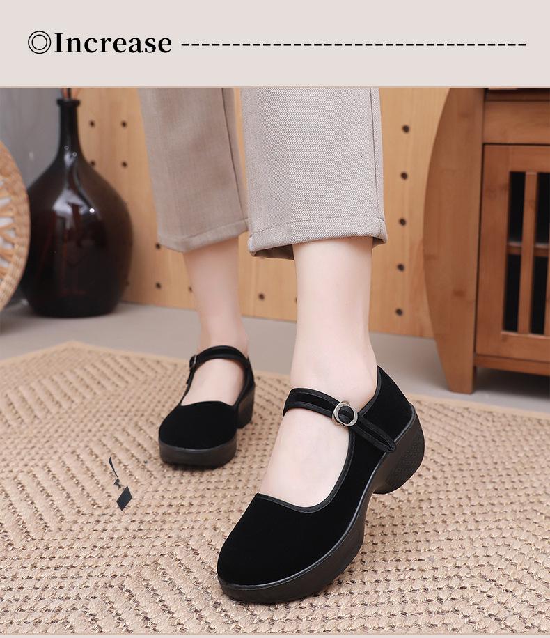 Dámské černé taneční boty na středním podpatku s protiskluzovou, silnou podrážkou