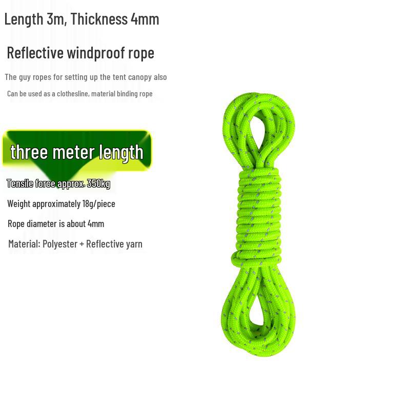 Reflective Wind Rope for Camping Tents - 4mm & 6mm Guy Rope