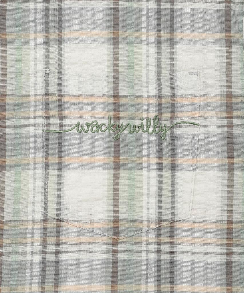 WACKY WILLY Women'S Semi-Oversized Check Short Sleeve Shirt Green