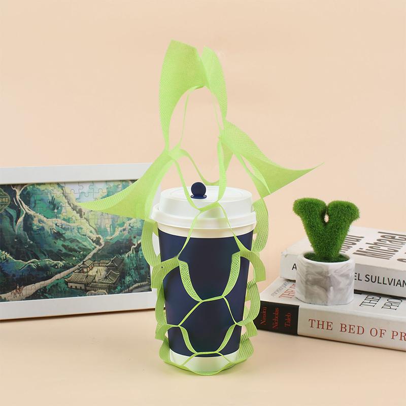 Portable Non Woven Water Cup Holder Reusable Milk Tea Beverage Tote Bag for Work Travel and Restaurant Use