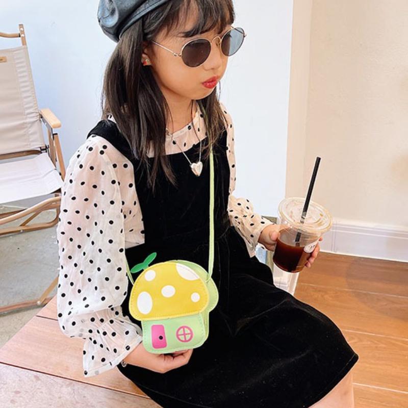 1-5PCS Cute Cartoon Mushroom House Coin Purse PU Crossbody Bag Korean Style Girls Shoulder Bag Mini Wallet Christmas Gift