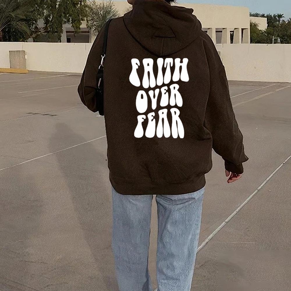 Faith Over Fear Hoodie Trendy Hoodies Christian Hoodies Bible Verse Hoodie Aesthetic Christian Hoodie Preppy Casual Sweatshirt