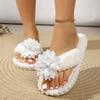Home Slippers, Comfortable and Warm Open Toed Soft Plush Shoes, Solid Color Indoor Floor Slippers