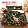 Cats and Dogs with Roses  Pattern Bedding Quilt Set  Home Decoration  Gift (1 * duvet cover + 2 * pillowcase, without core)