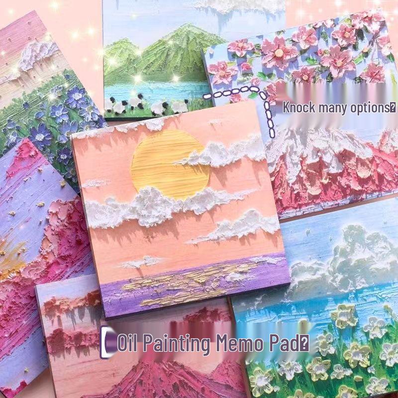 Sticky Notes: High-Value Oil Painting Adhesive Memo Pad for Students and Creative Messaging