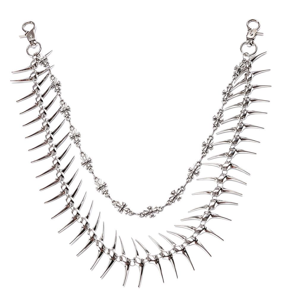 European & American Punk Fishbone Spikes Cross Waist Chain Pants Accessory