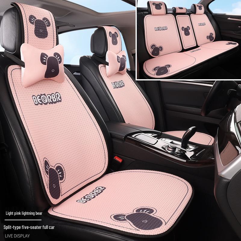 Universal Cartoon Linen Car Seat Cushion - Warm, Stylish, Four Seasons Comfort