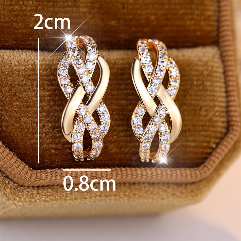 Luxury Female White Stone Stud Earrings Gold Color Zircon Evening Wedding Jewelry For Women