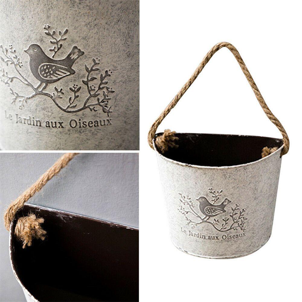 

Garden Supplies Iron Planter Metal Bucket Flower Pot Hanging Wall Mounted