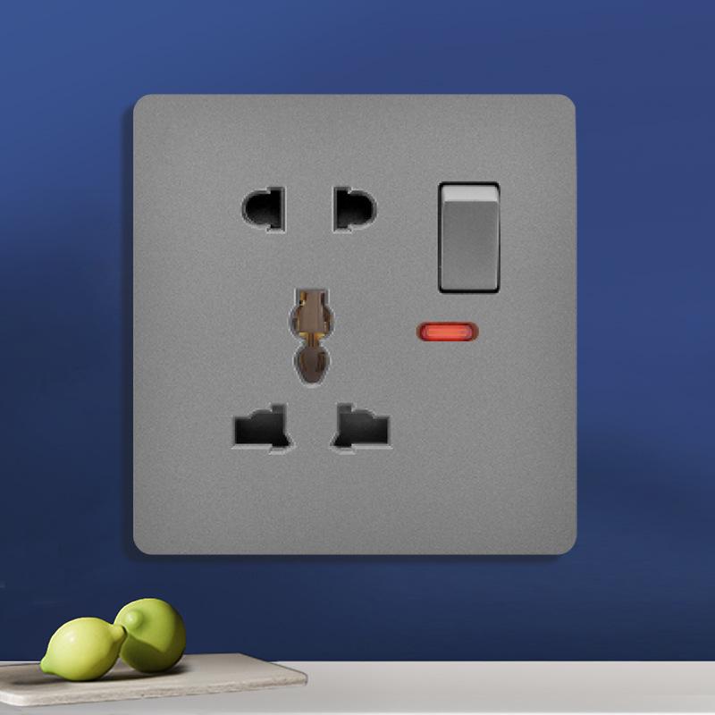 Priză UK 13A pentru perete gri cu încărcător Type-C și USB