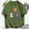 Three Cats Climbing Upwards And Escaping Print T-Shirt Women Soft Y2K T Shirts Cotton Casual Woman Clothes Crewneck Oversize Top