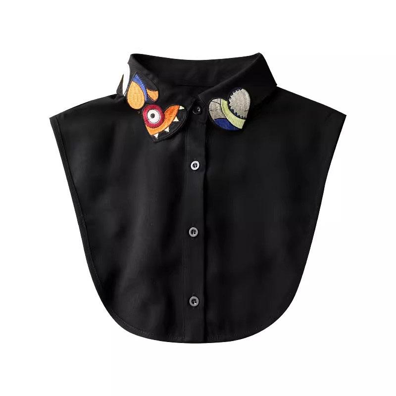 

Elegant White Embroidery Chiffon Fake Collar Shirt for Women Detachable Half Faux False Shirt Collar Clothing accessories