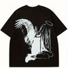 Hip Hop Street Harajuku Angel Wing Pattern Tshirt Gothic Y2k Tops Print Cptton T Shirts Casual Loose Streetwear Unisex
