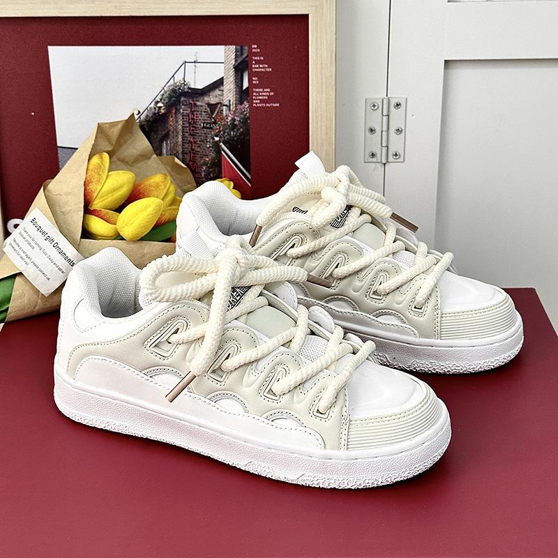 

Ретро Гочао инс Тренд Хлеб Повседневная Мужская и Женская Обувь Те же Маленькие Белые Туфли Новые Китайские Парные Спортивные Скейтбордические Туфли 44 бежевый