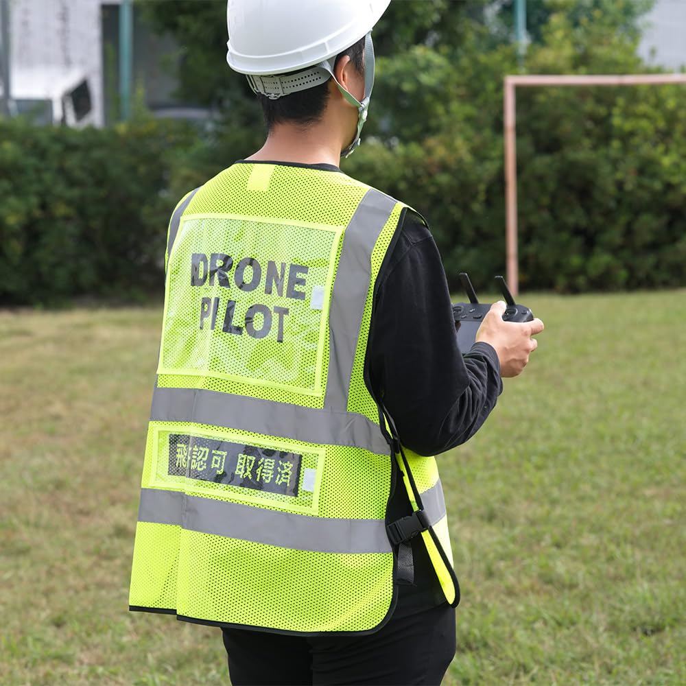 COLTE Pilot Vest Drone Operator Pilot Vest Name Reflective Material Adjustable Belt Velcro Fall Prevention Mesh Material Breathable Large Size Pocket