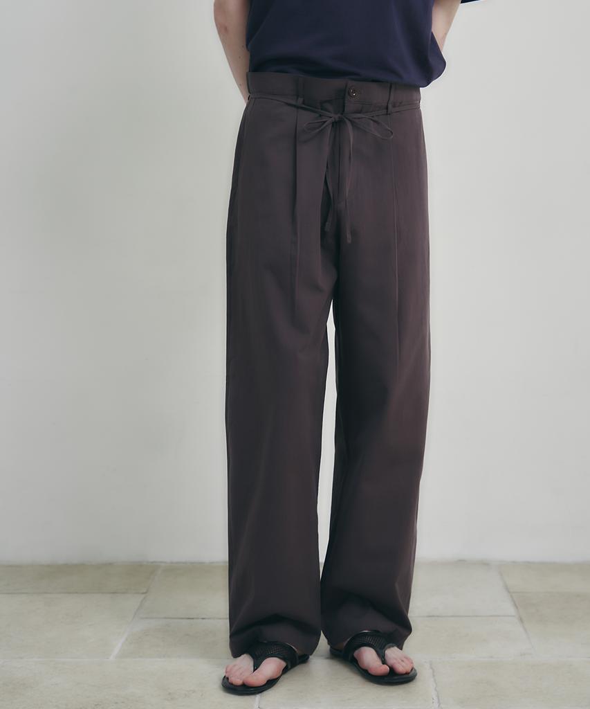 Leondi Drawstring Cotton Trousers - Brown